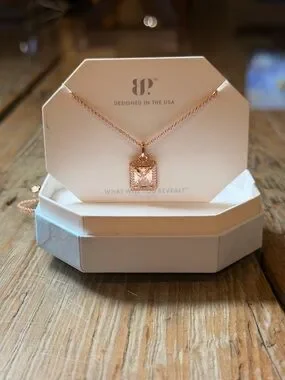 Bomb Party | Jewelry | Bomb Party Rose Gold Square Crystal Pendant ...